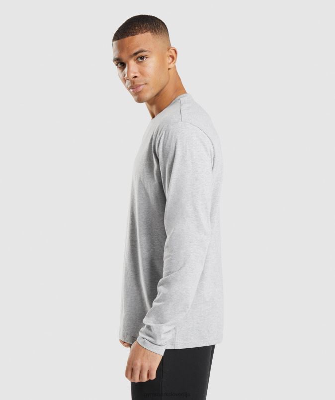 majica z dolgimi rokavi z grbom moškiGymshark svetlo sivi lapor J00L2610