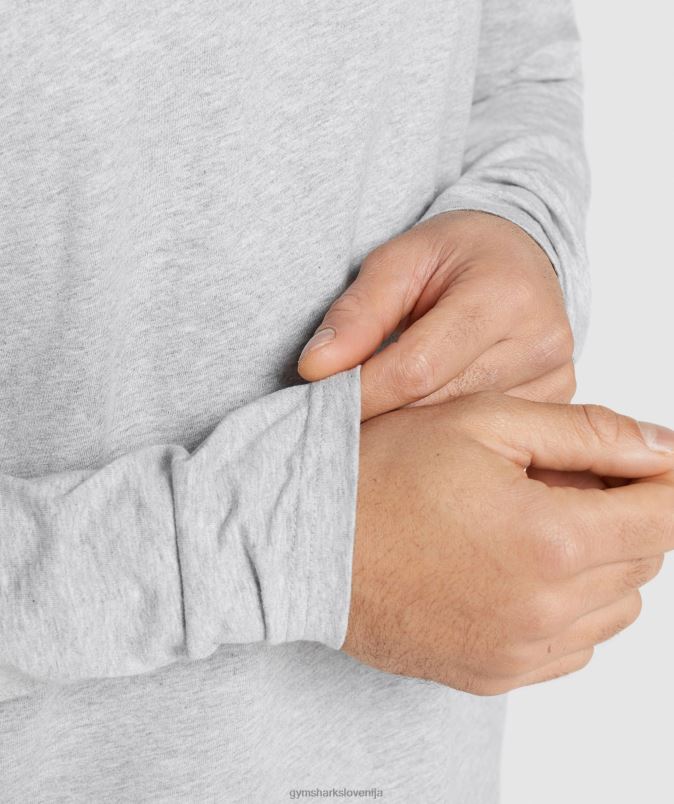 majica z dolgimi rokavi z grbom moškiGymshark svetlo sivi lapor J00L2610