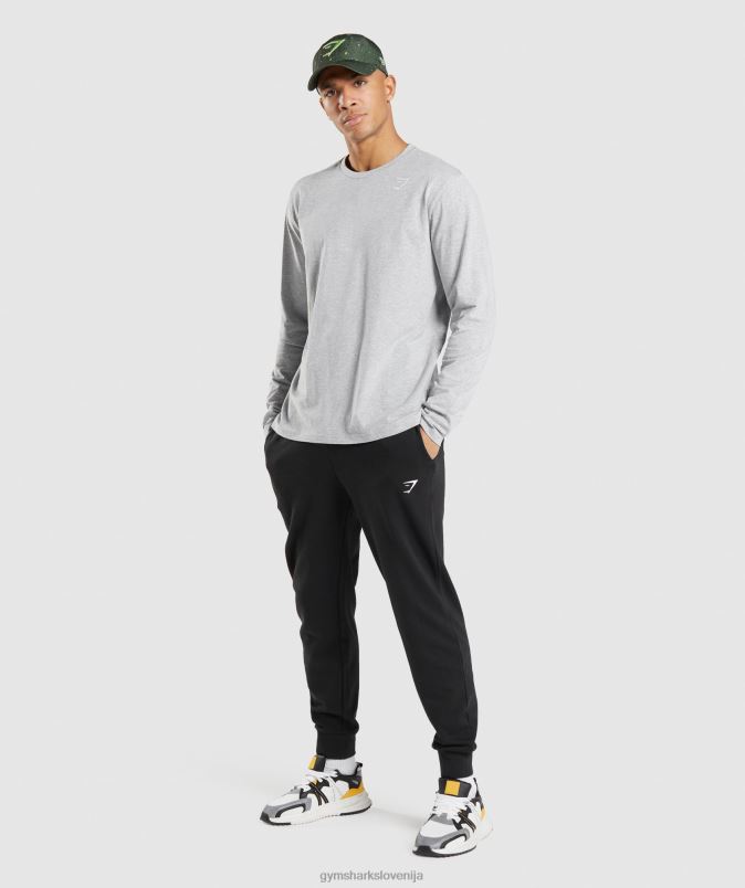 majica z dolgimi rokavi z grbom moškiGymshark svetlo sivi lapor J00L2610