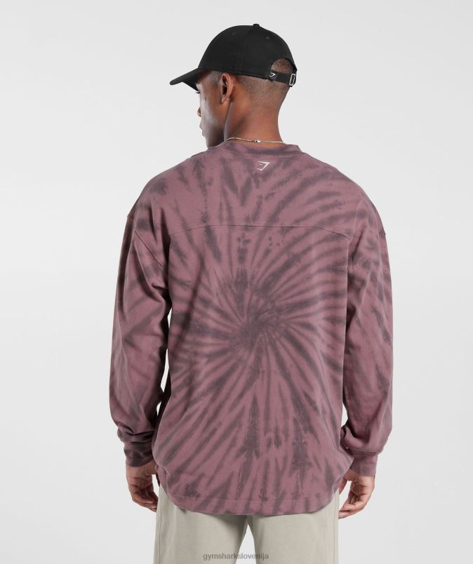 majica z dolgimi rokavi za dan počitka moškiGymshark prašno bordo/silhueta siva/spiralna optika pranje J00L2771