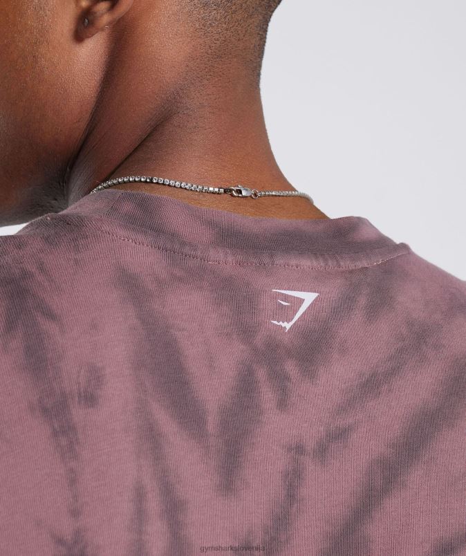 majica z dolgimi rokavi za dan počitka moškiGymshark prašno bordo/silhueta siva/spiralna optika pranje J00L2771