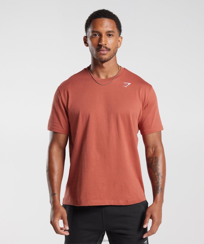 majica z grbom moškiGymshark kaki rdeči J00L2770