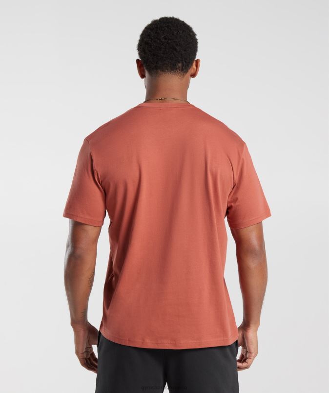 majica z grbom moškiGymshark kaki rdeči J00L2770