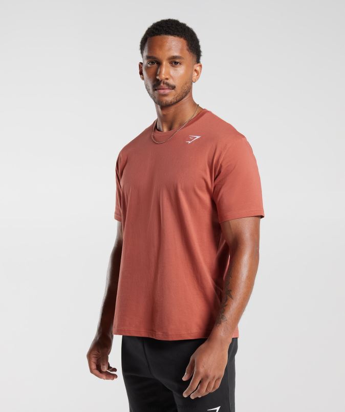 majica z grbom moškiGymshark kaki rdeči J00L2770