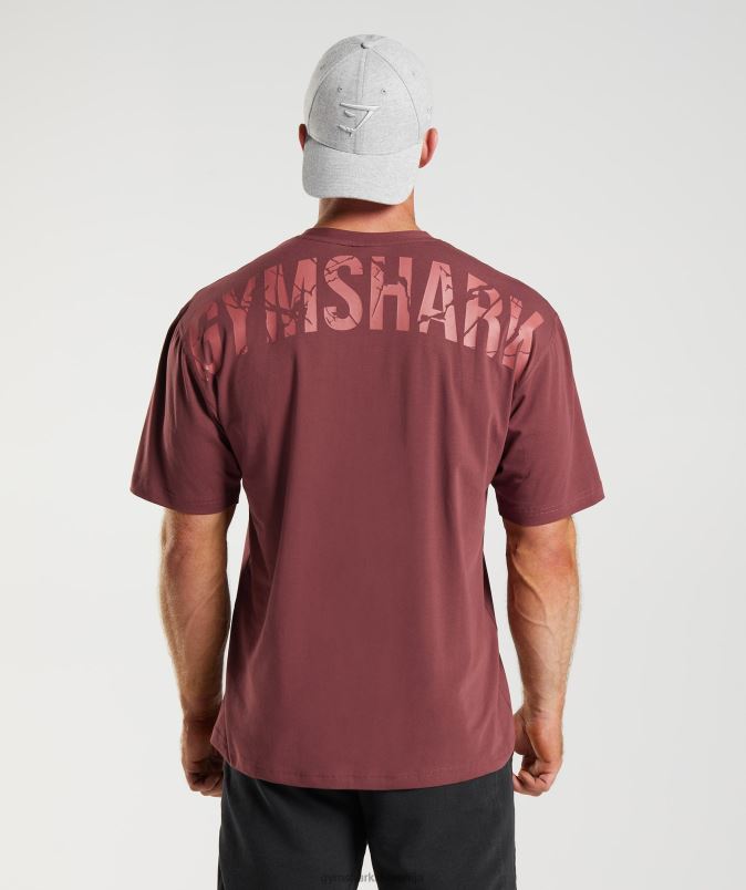 močna majica s kratkimi rokavi moškiGymshark češnjevo rjava J00L2688