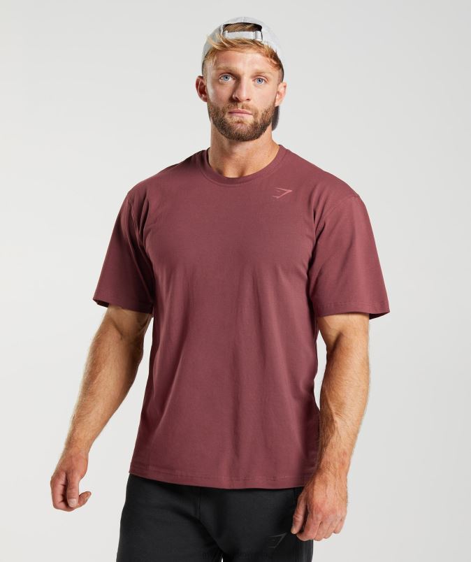 močna majica s kratkimi rokavi moškiGymshark češnjevo rjava J00L2688