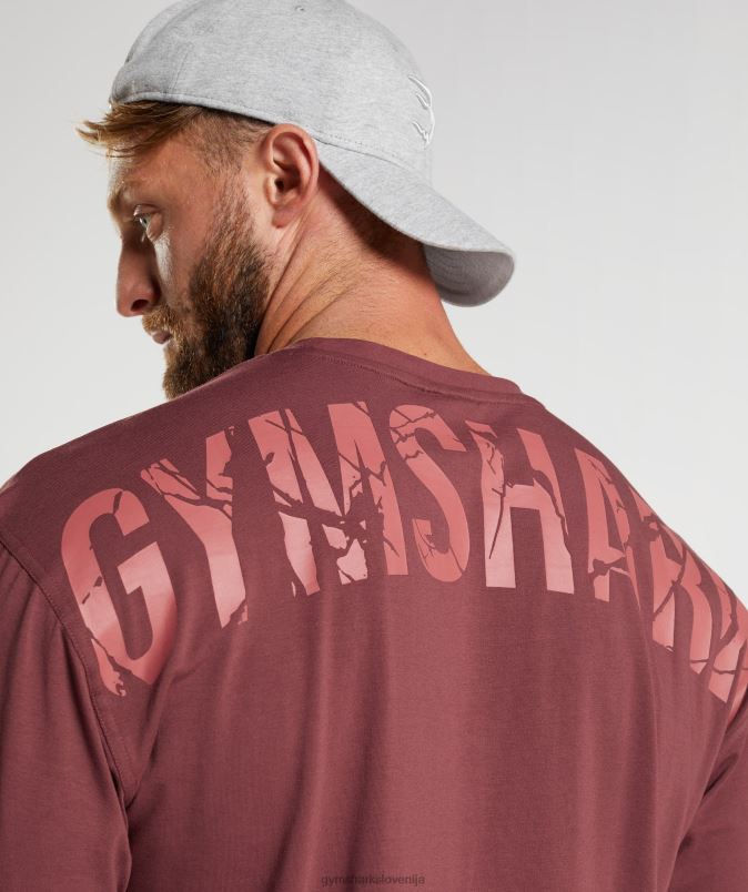 močna majica s kratkimi rokavi moškiGymshark češnjevo rjava J00L2688