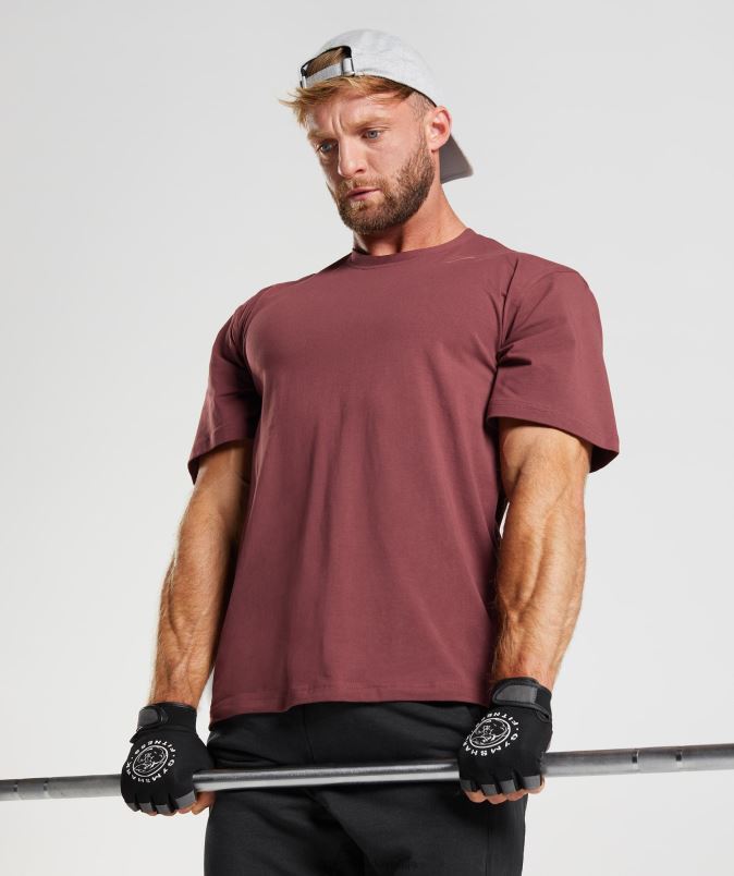 močna majica s kratkimi rokavi moškiGymshark češnjevo rjava J00L2688