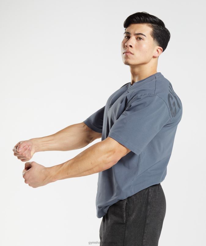 močna majica s kratkimi rokavi moškiGymshark večerna modra J00L2580