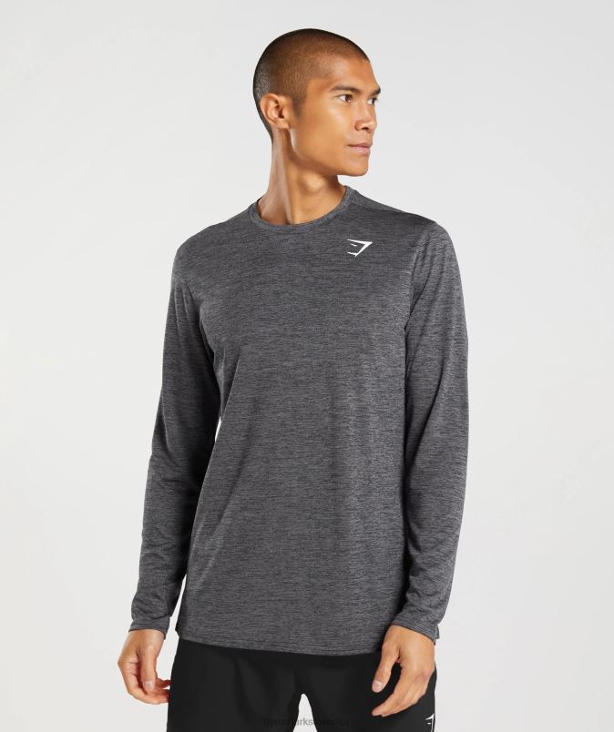 ob prihodu majica z dolgimi rokavi moškiGymshark črna/silhueta sivi lapor J00L2601