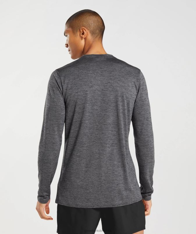 ob prihodu majica z dolgimi rokavi moškiGymshark črna/silhueta sivi lapor J00L2601