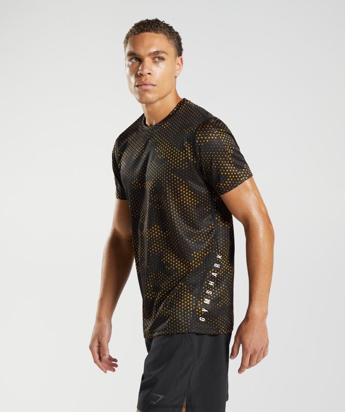 športna majica moškiGymshark rumeni tisk kurkume J00L2692