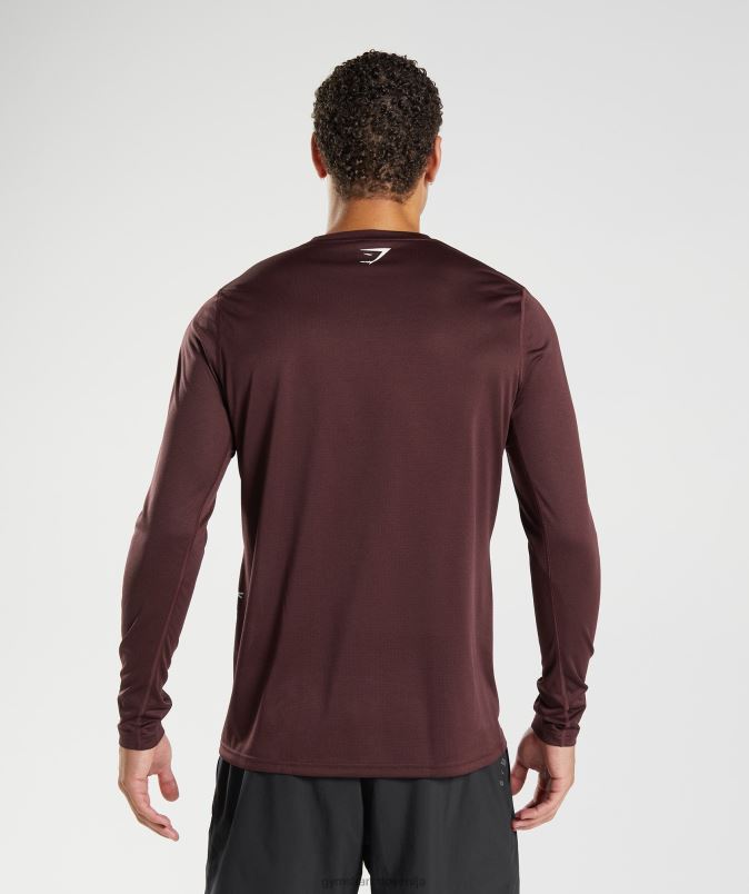 športna majica z dolgimi rokavi moškiGymshark pečen kostanjev/črni lapor J00L2681