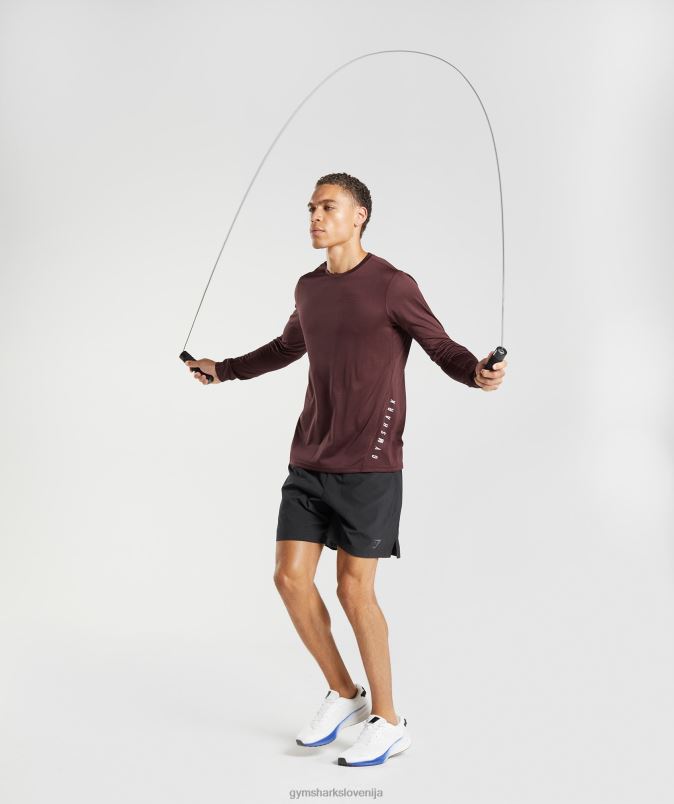 športna majica z dolgimi rokavi moškiGymshark pečen kostanjev/črni lapor J00L2681