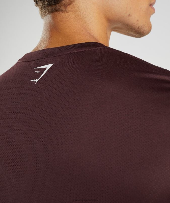 športna majica z dolgimi rokavi moškiGymshark pečen kostanjev/črni lapor J00L2681