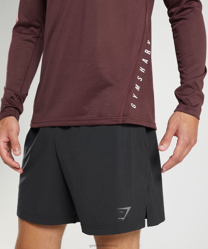 športna majica z dolgimi rokavi moškiGymshark pečen kostanjev/črni lapor J00L2681