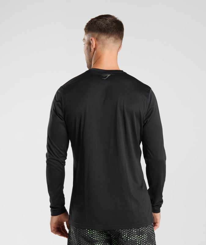 športna majica z dolgimi rokavi moškiGymshark črni/črni lapor J00L2584