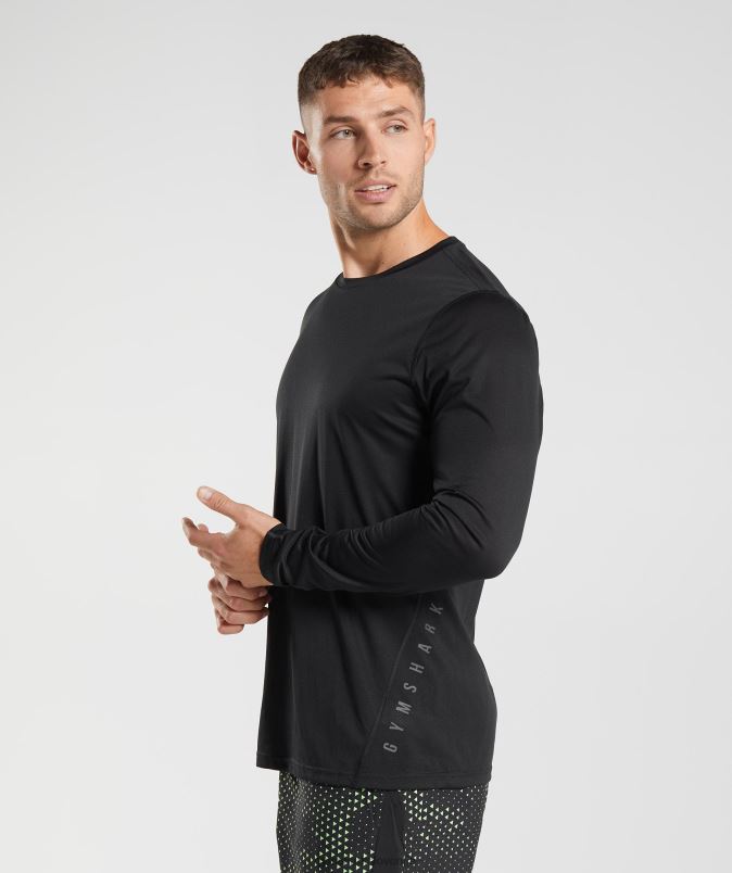 športna majica z dolgimi rokavi moškiGymshark črni/črni lapor J00L2584