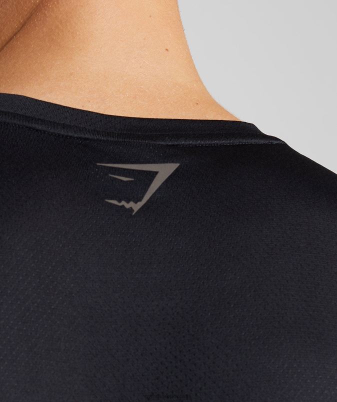 športna majica z dolgimi rokavi moškiGymshark črni/črni lapor J00L2584