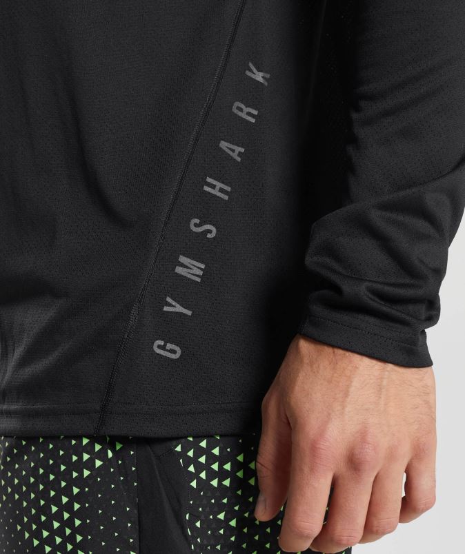 športna majica z dolgimi rokavi moškiGymshark črni/črni lapor J00L2584