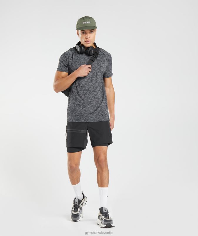 prevzeti brezšivno majico moškiGymshark črni/beli lapor J00L2636