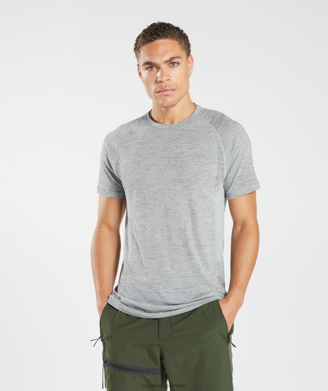prevzeti brezšivno majico moškiGymshark svetlo sivi/črni lapor J00L2634