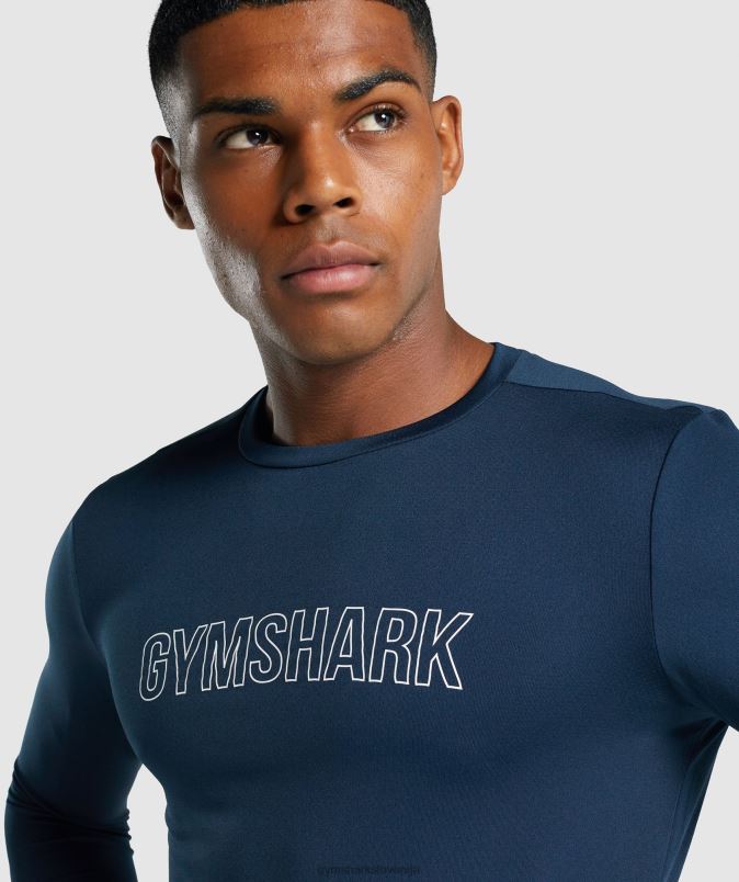 prispela grafična majica z dolgimi rokavi moškiGymshark mornarica J00L2669