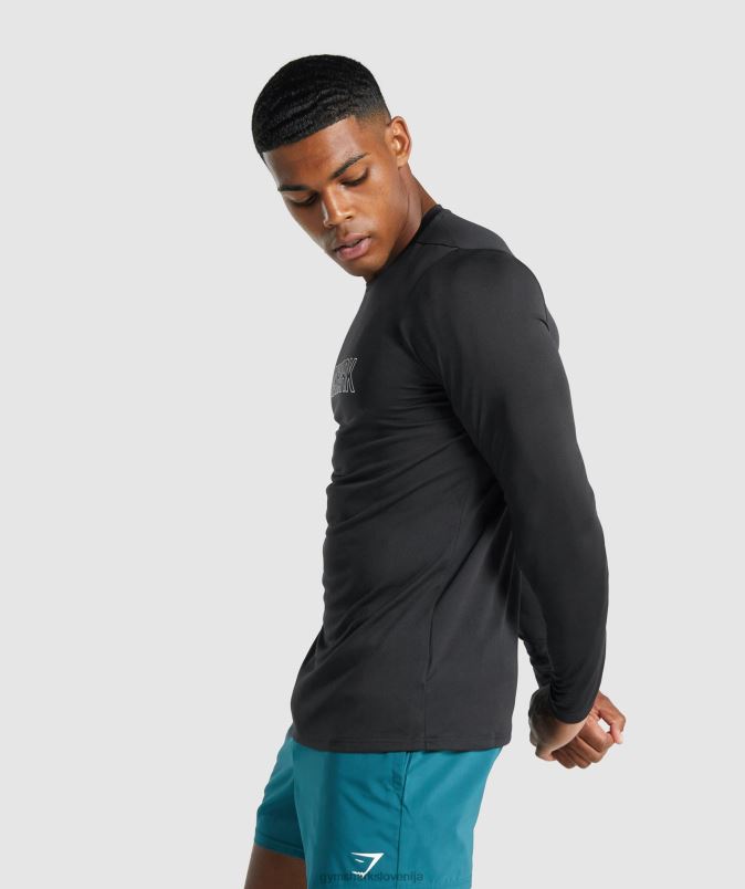 prispela grafična majica z dolgimi rokavi moškiGymshark Črna J00L2717