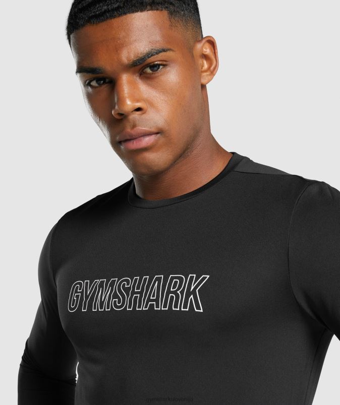 prispela grafična majica z dolgimi rokavi moškiGymshark Črna J00L2717