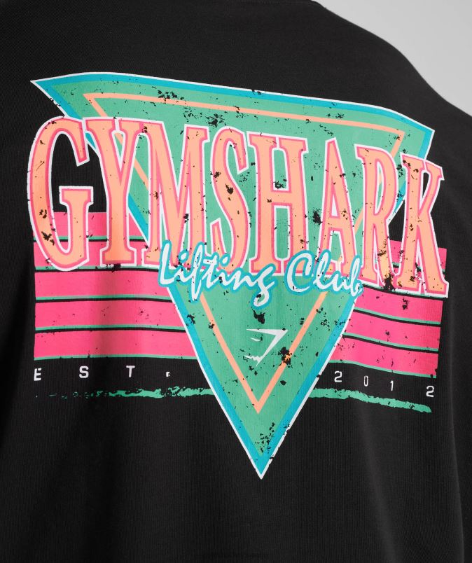retrowave oversized t-shirt moškiGymshark Črna J00L2589