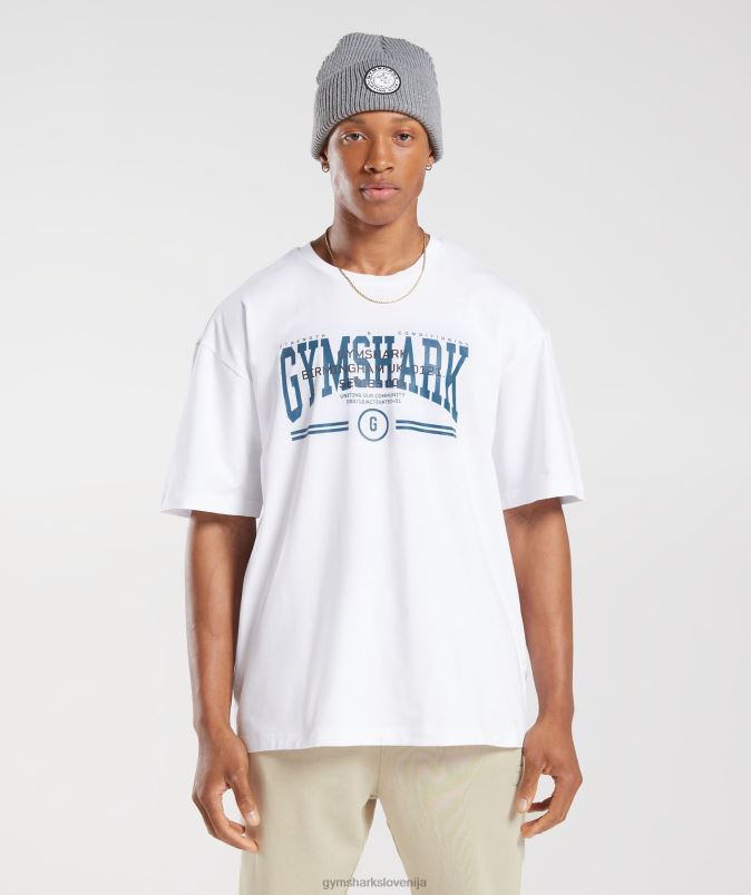 univerzitetno prevelika majica s kratkimi rokavi moškiGymshark bela J00L2773