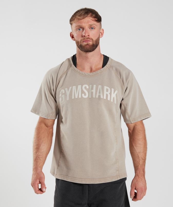 zgornja stran iz prane krpe moškiGymshark cementno rjava J00L2641