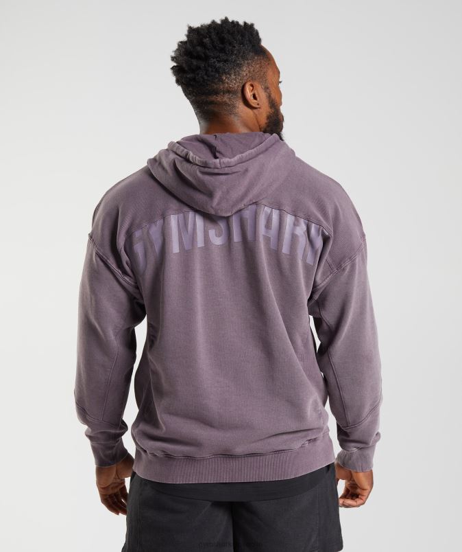 močno opran pulover s kapuco moškiGymshark mošusna lila J00L2788