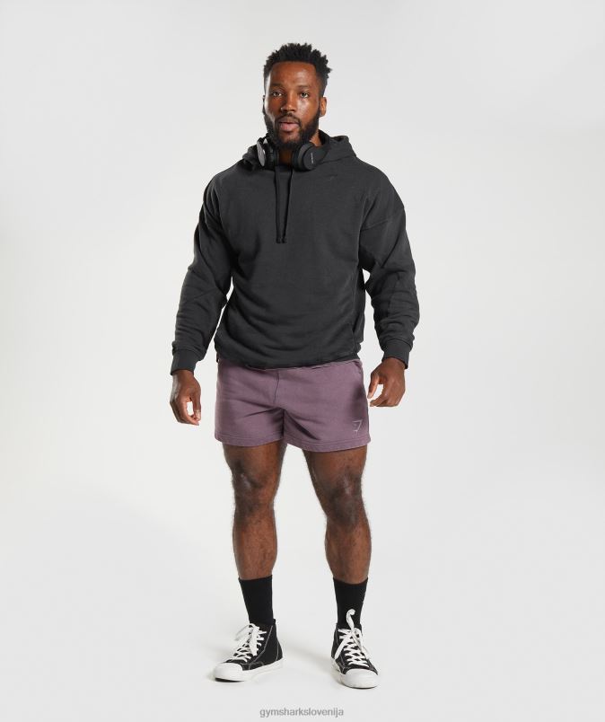 močno opran pulover s kapuco moškiGymshark Črna J00L2835