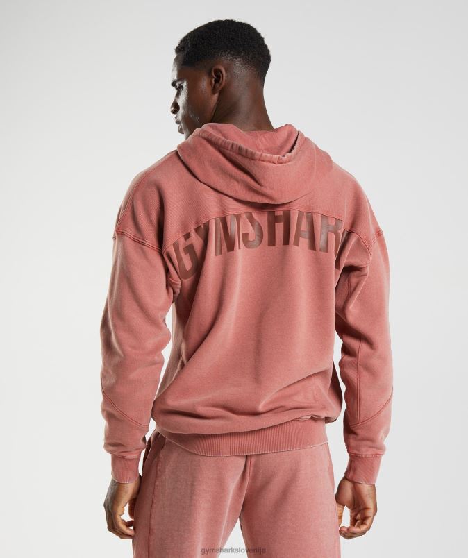 močno opran pulover s kapuco moškiGymshark rožnato rjava J00L2792