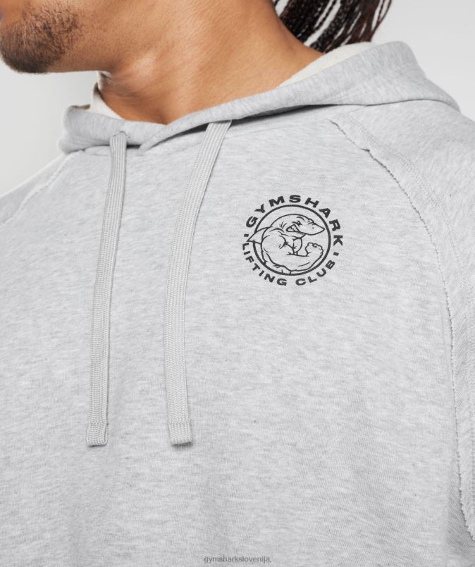 odrezan pulover s kapuco legacy s kratkimi rokavi moškiGymshark svetlo sivi lapor J00L2866