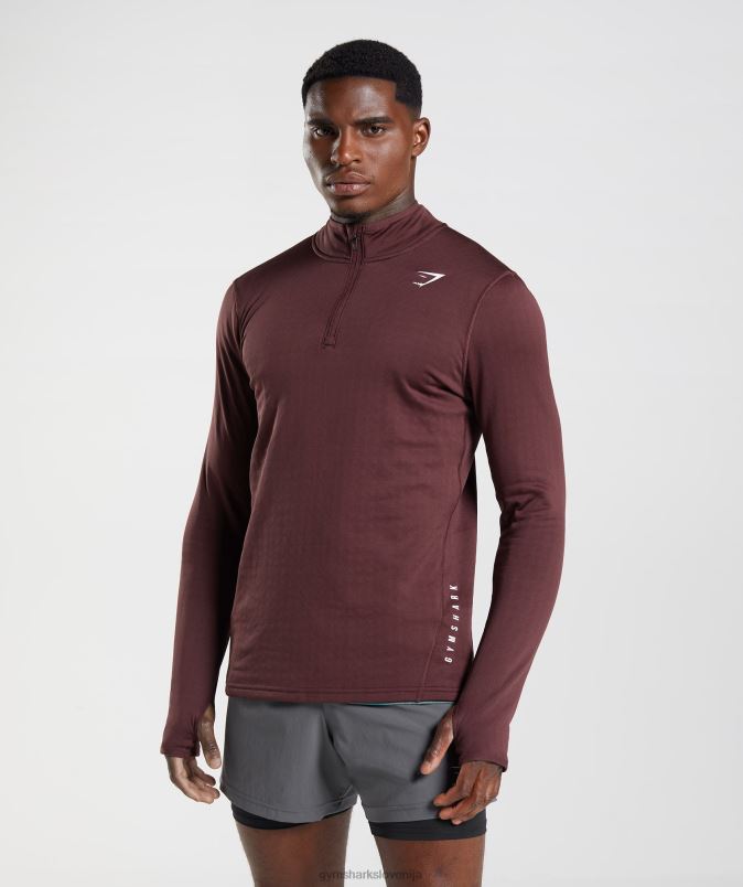 športna 1/4 zadrga moškiGymshark pečen maron J00L2822