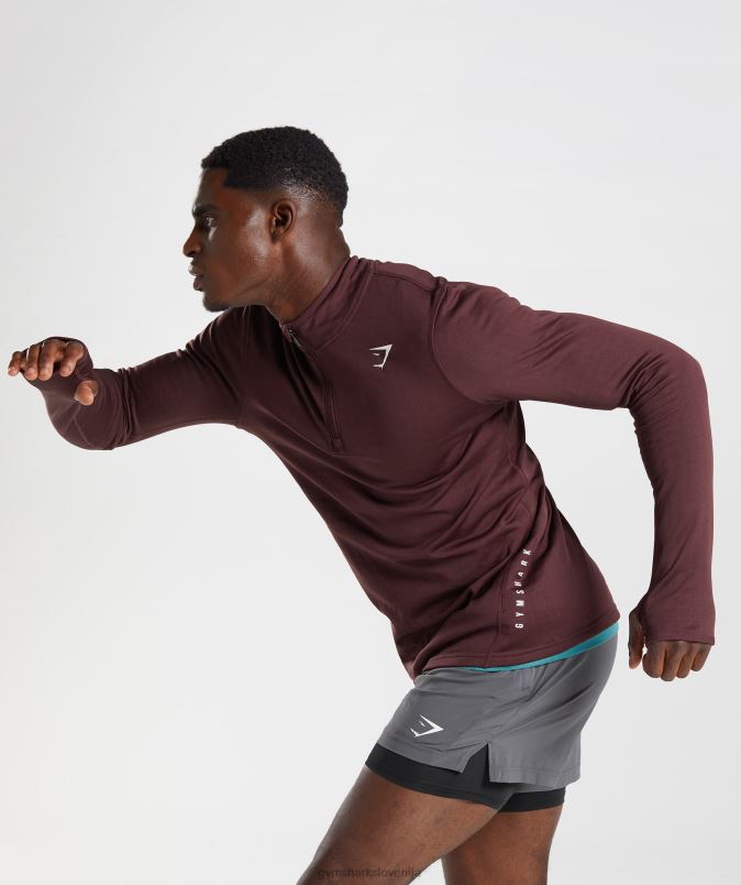 športna 1/4 zadrga moškiGymshark pečen maron J00L2822