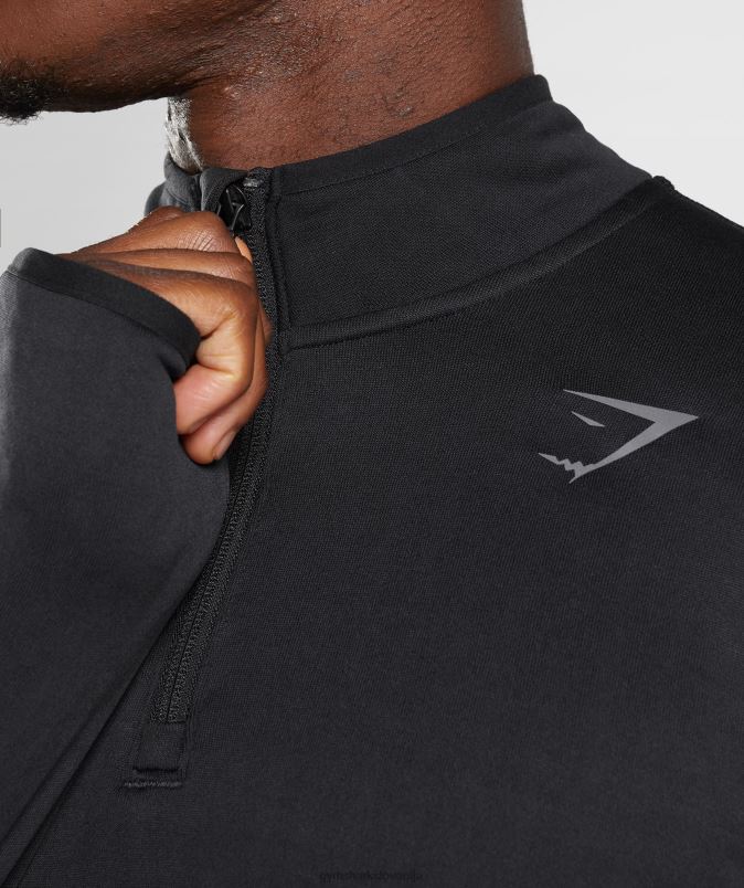 športna 1/4 zadrga moškiGymshark Črna J00L2791