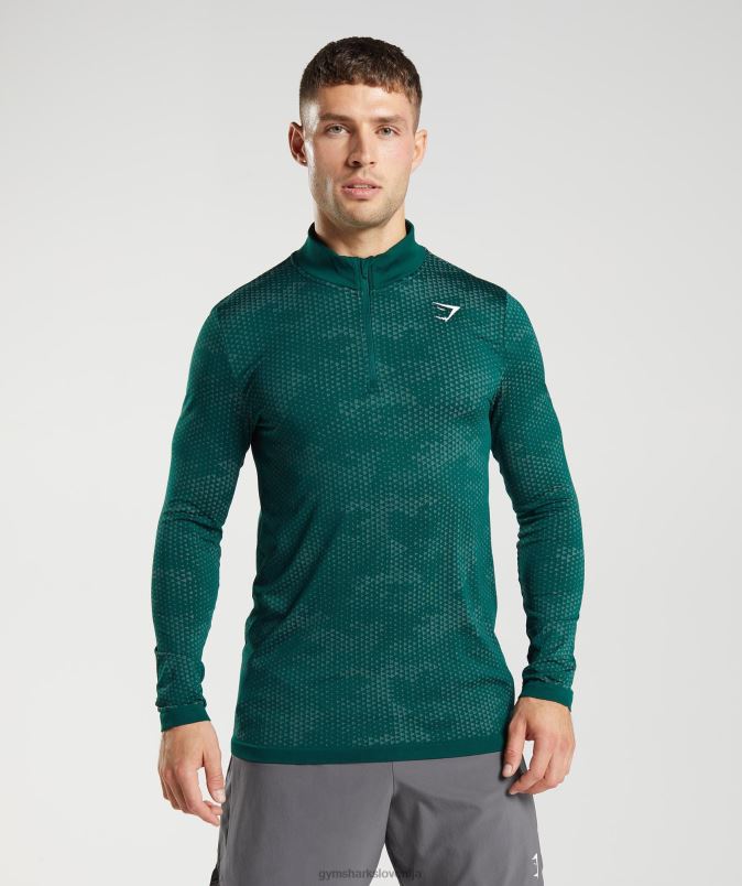 športna brezšivna 1/4 zadrga moškiGymshark gozdno zelena/hoya zelena J00L2807