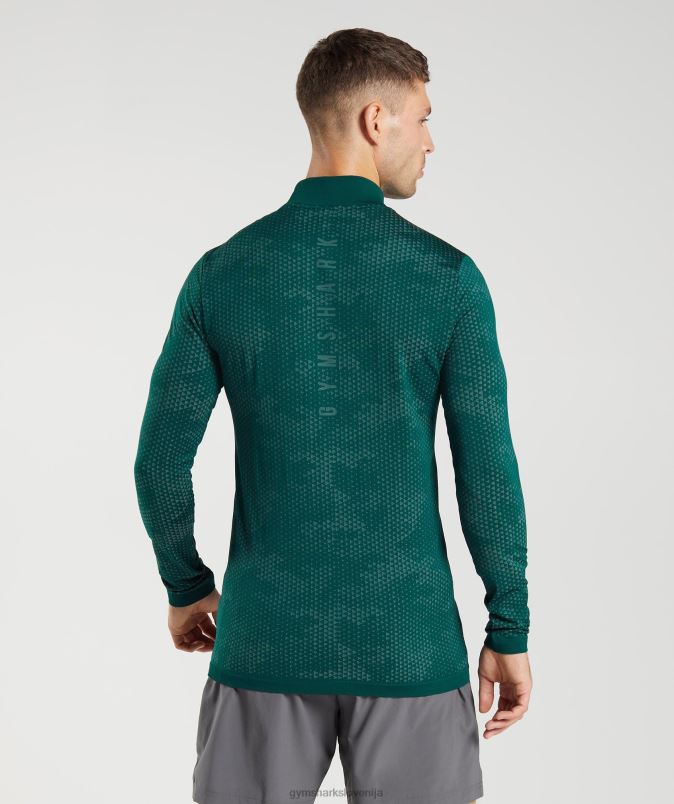 športna brezšivna 1/4 zadrga moškiGymshark gozdno zelena/hoya zelena J00L2807