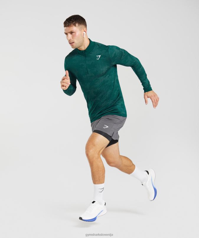športna brezšivna 1/4 zadrga moškiGymshark gozdno zelena/hoya zelena J00L2807