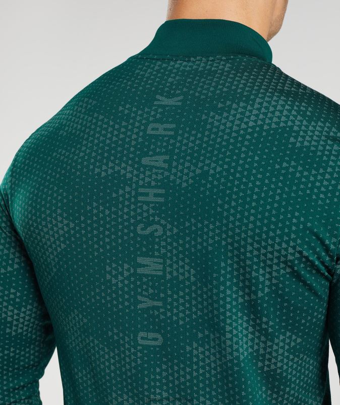 športna brezšivna 1/4 zadrga moškiGymshark gozdno zelena/hoya zelena J00L2807