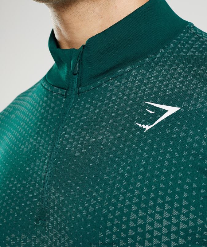 športna brezšivna 1/4 zadrga moškiGymshark gozdno zelena/hoya zelena J00L2807