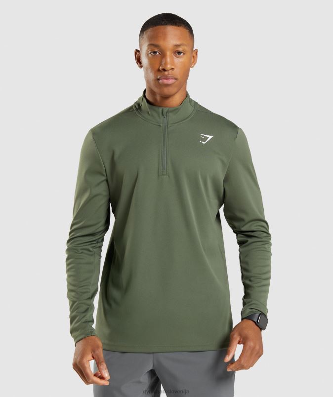 prihod pulover z zadrgo 1/4 moškiGymshark jedro olive J00L2871