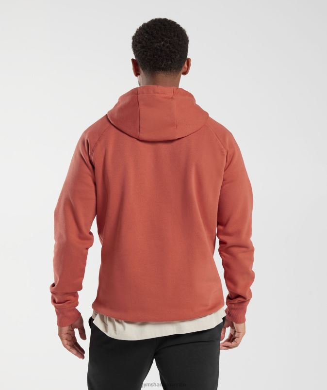 pulover s kapuco moškiGymshark kaki rdeči J00L2804