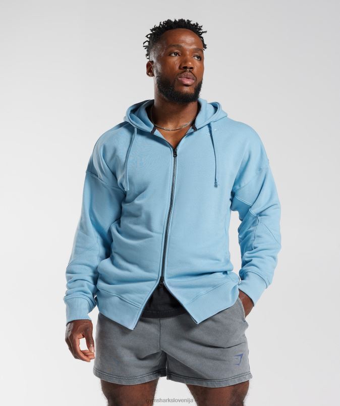 pulover s kapuco z zadrgo moškiGymshark ozon modra J00L2856