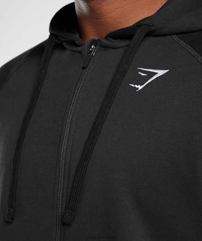 pulover s kapuco z zadrgo moškiGymshark Črna J00L2786