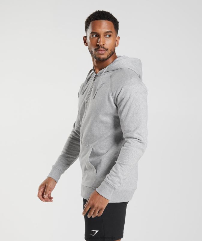 pulover s kapuco z zadrgo moškiGymshark svetlo sivi lapor J00L2794