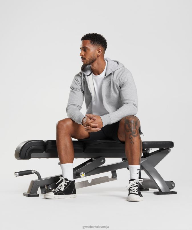 pulover s kapuco z zadrgo moškiGymshark svetlo sivi lapor J00L2794